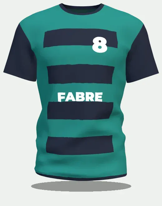 Maillot de foot personnalisé à bandes sarcelle et noir, numéro 8
