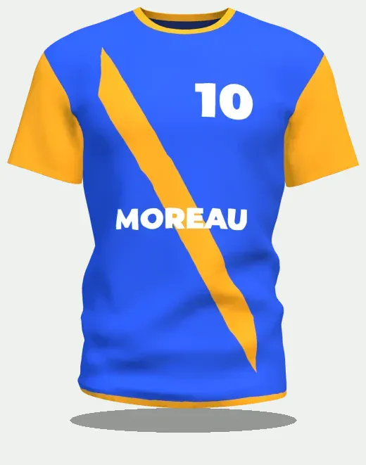 Maillot de foot personnalisé bleu à bande ambre, numéro 10