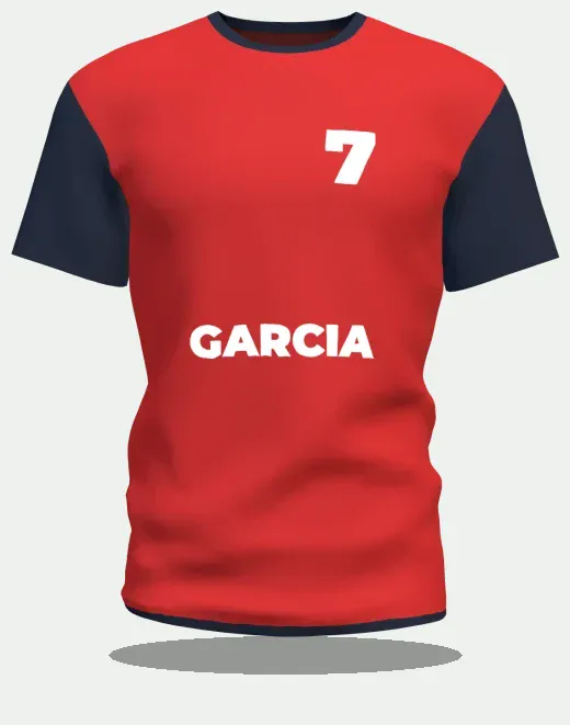 Maillot de foot personnalisé rouge et marine, numéro 7