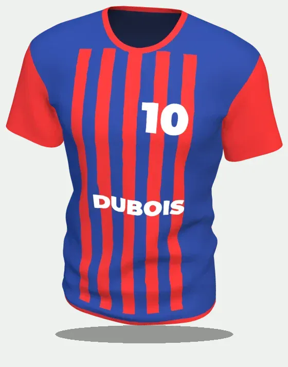 Maillot de foot personnalisable Rayures · Bleu & rouge